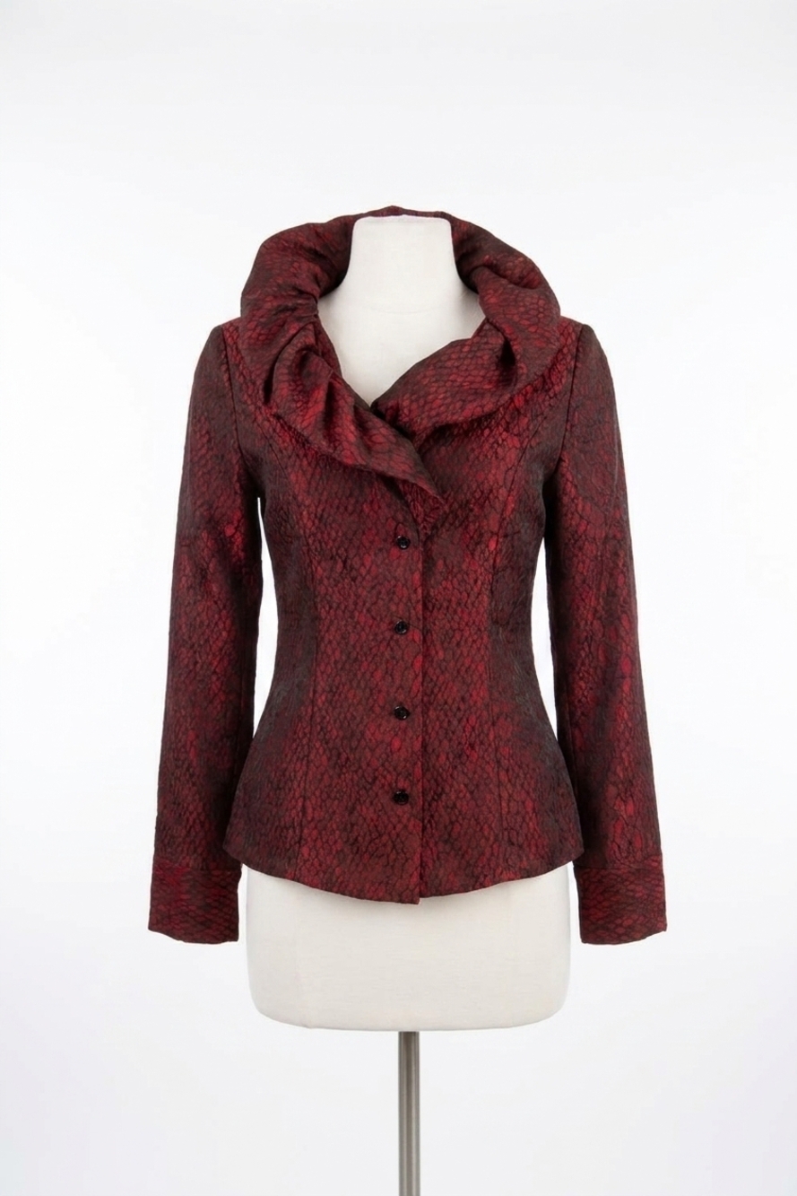 NEW SAMUEL DONG women's wired collar blouse in merlot